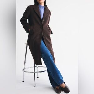 Abercrombie & Fitch Recycled Wool-Blend Tailored Topcoat in Dark Coffee XS Tall